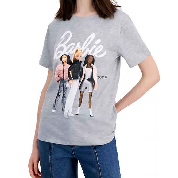 Barbie Gray Graphic Tee with Trio Design - Picture 1 of 6